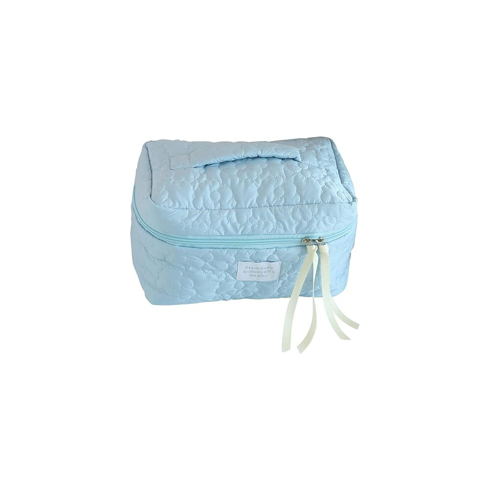 Tianci Makeup Bag Travel Cosmetic Bag Cute Cotton Toiletry Bag Quilted Flower Organizer Bag Large Capacity Handheld Portable Storage Zipper Purse For Women