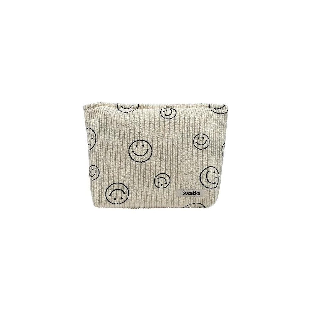 Tianci Cosmetic Bags For Women,Aesthetic Preppy Makeup Bag Smile Makeup Organizer Storage Makeup Bag For Women Portable Large Capacity Travel Makeup Bags