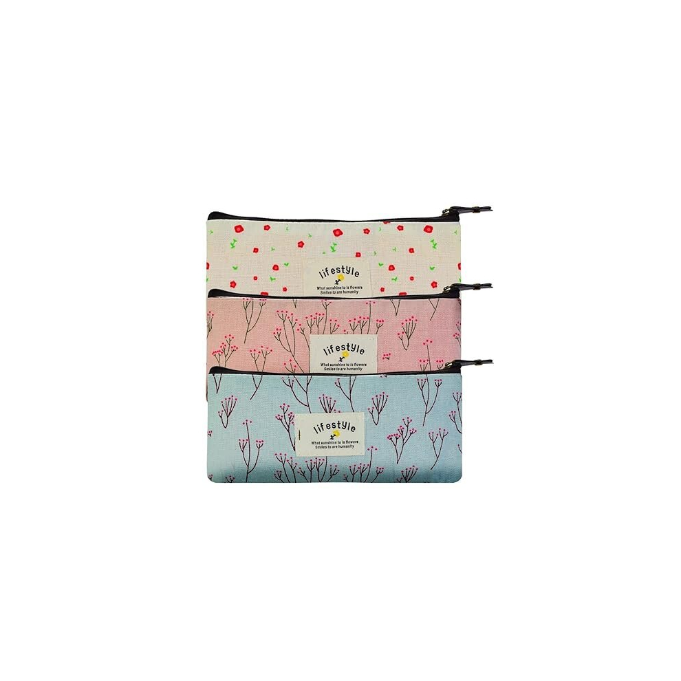 Tianci Miayon Countryside Flower Floral Pencil Pen Case Cosmetic Makeup Bag Set Of 3 By Miayon