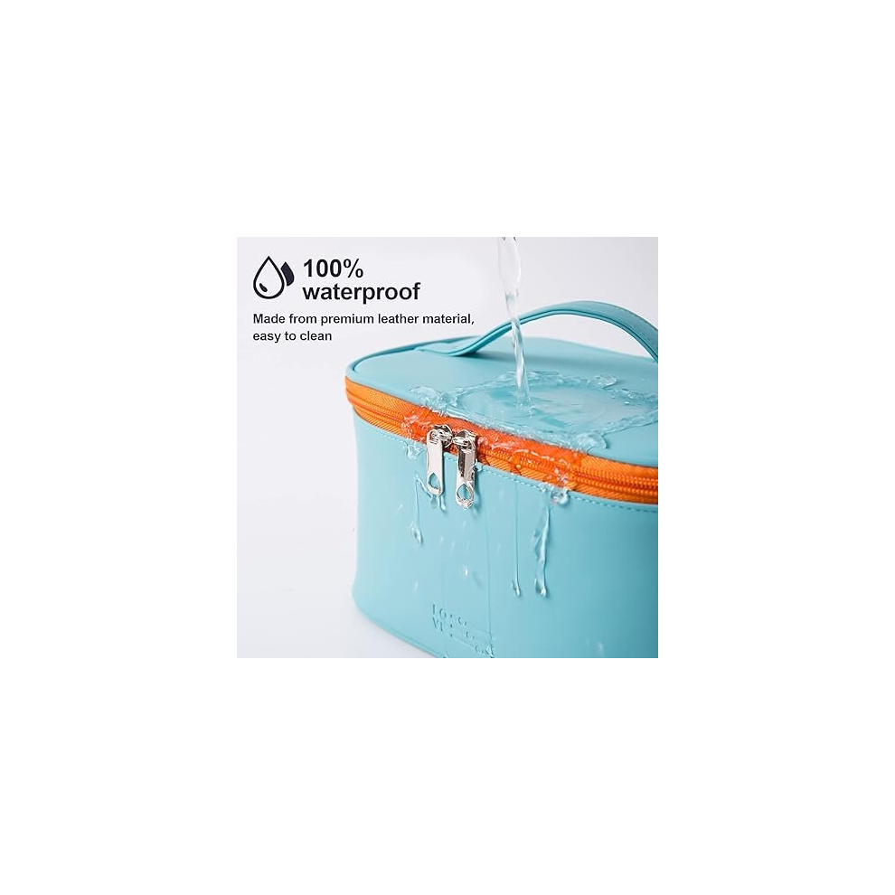 Tianci Light/Blue Makeup Bag Portable Travel Cosmetic Bag For Women, Beauty Zipper Makeup Organizer Pu Leather Washable Waterproof ( Blue)