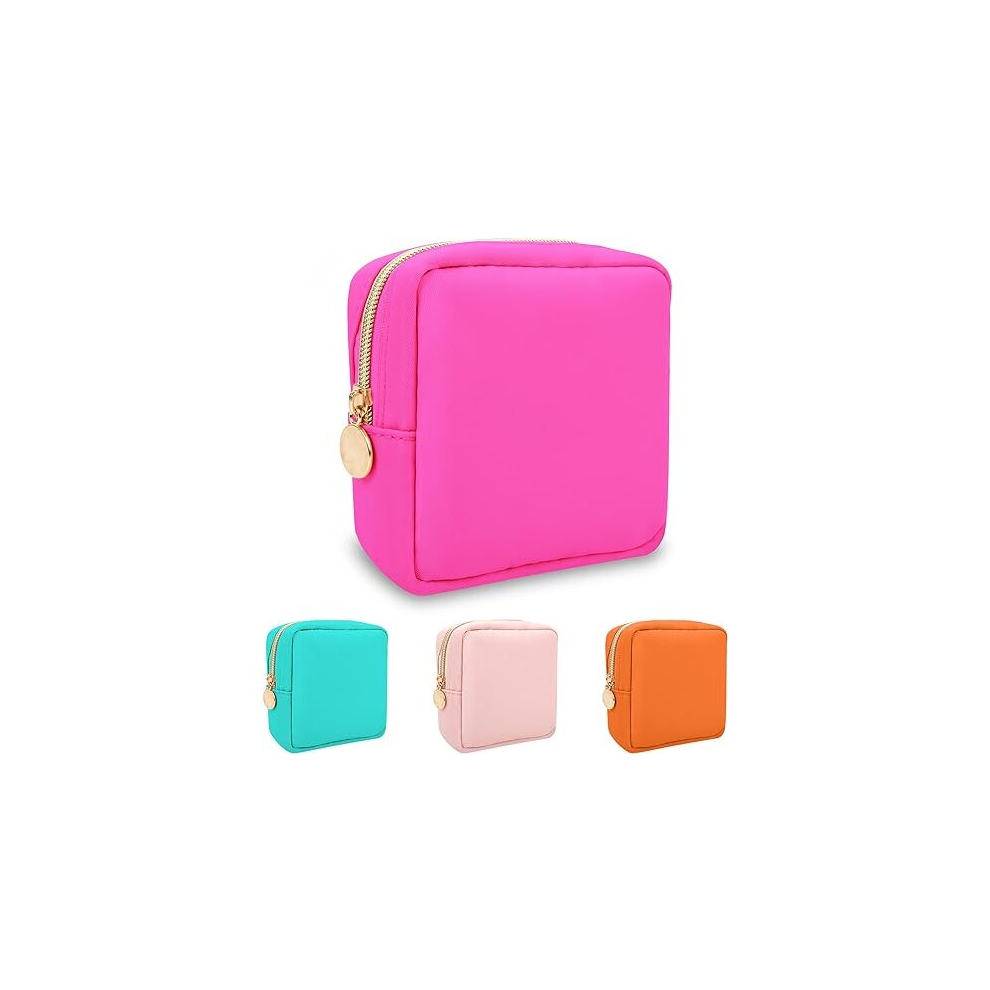 Tianci Pink Nylon Mini Makeup Bag For Purse,Waterproof Travel Coin Pouch Sanitary Napkin Storage Bag Clutch Make Up Organizer For Women Girls(Hot )