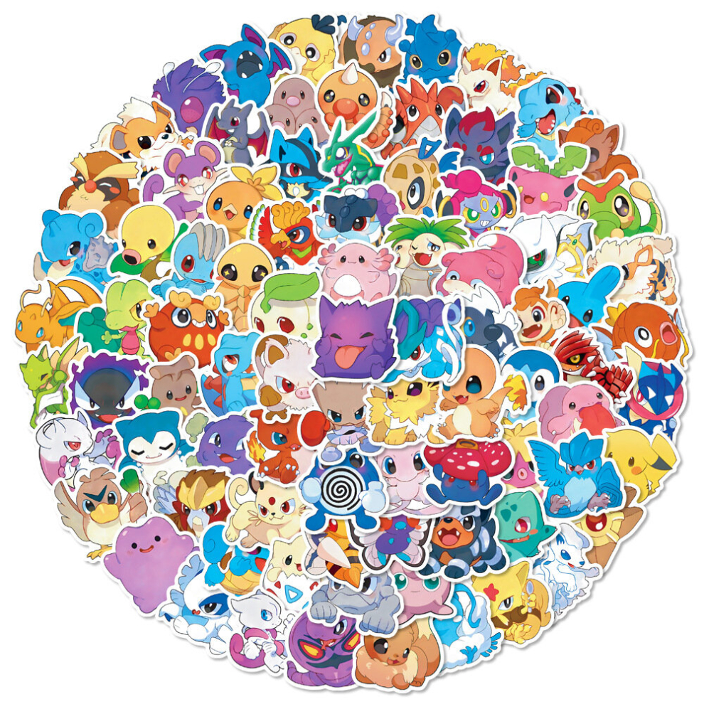 100 pcs Anime Cartoon Stickers Vinyl waterproof stickers for water bottles, water bottles, scrapbooking, laptops, luggage, mobile phones