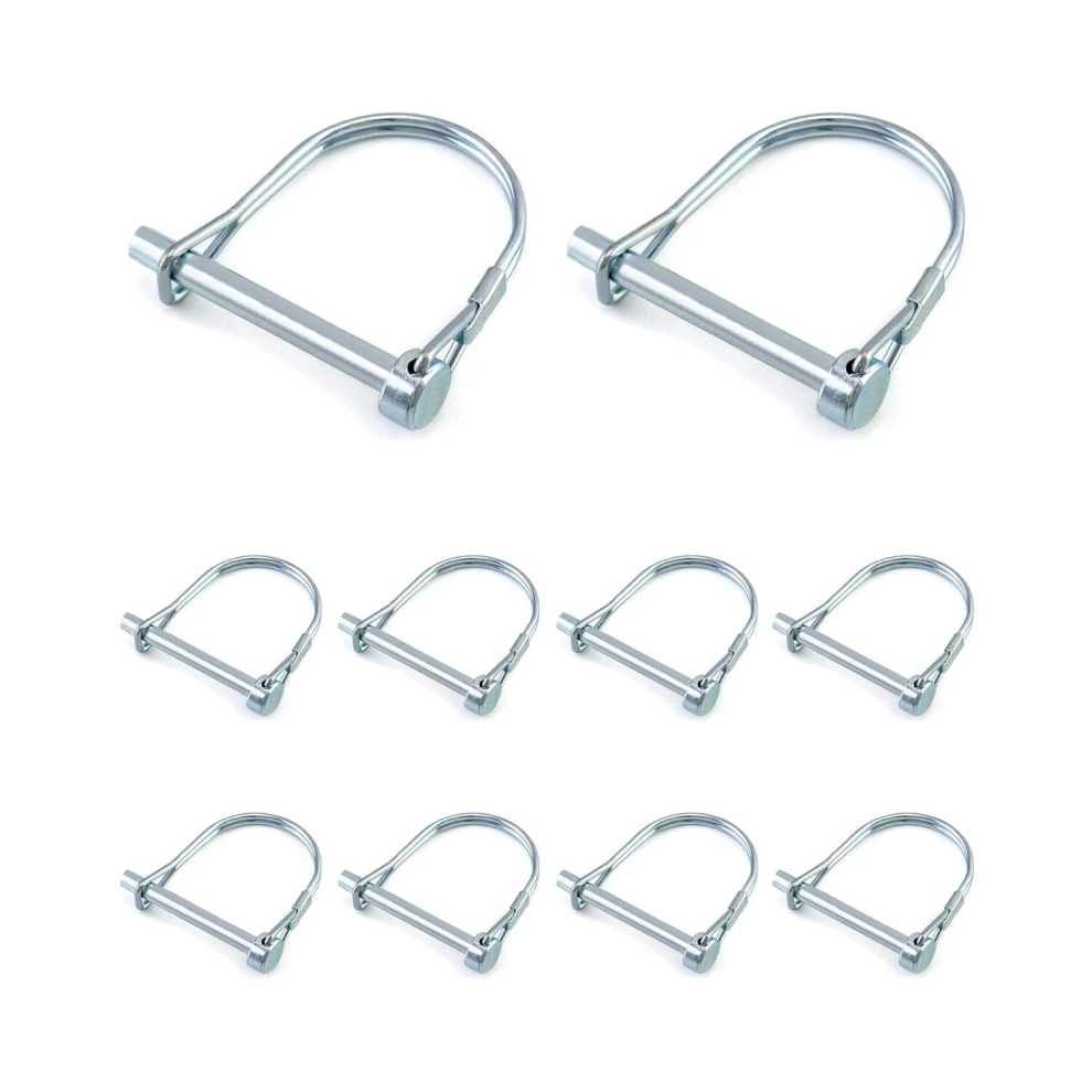 10 Pcs D Shape Locking Pin, Galvanized Carbon Steel Safety Pin for Garden Lawn Trailers - 6 x 50 mm