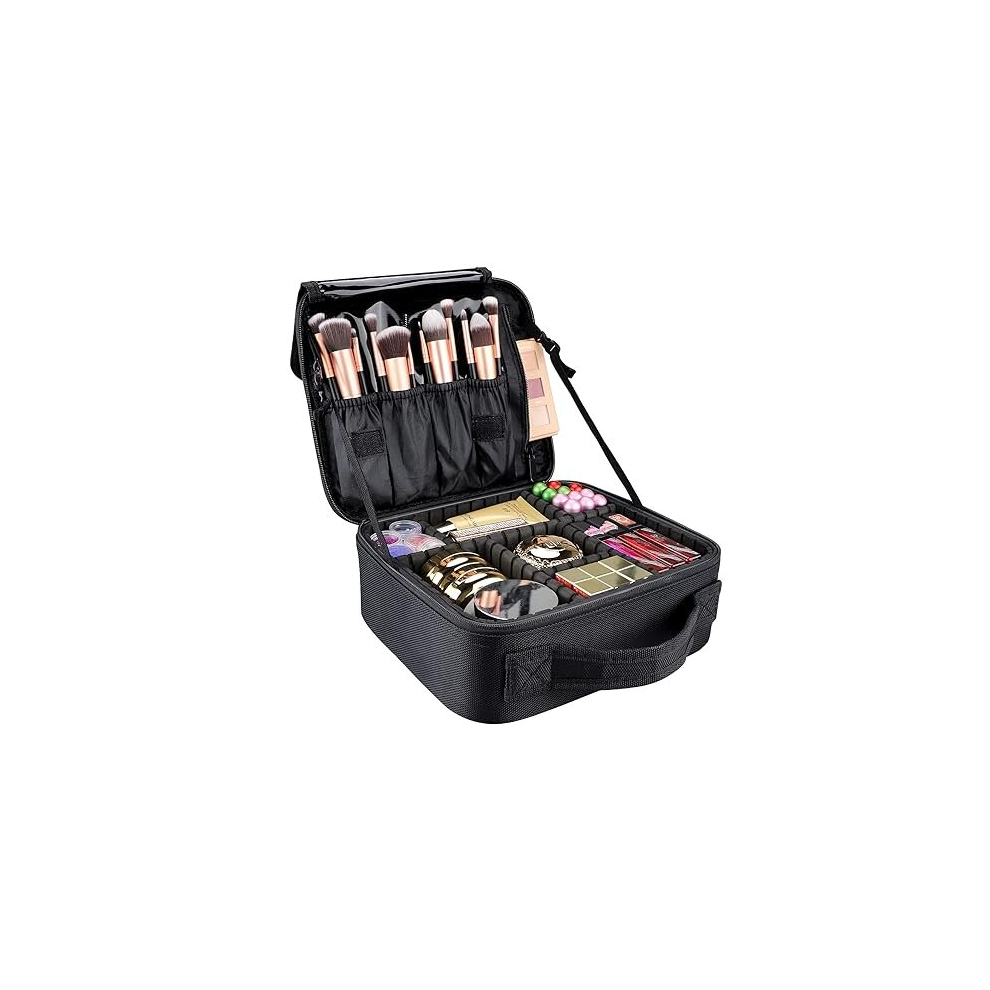 Tianci Travel Makeup Bag 10.4 Inches Makeup Train Case Portable Artist Cosmetic Bag With Adjustable Dividers For Cosmetics Makeup Brushes Toiletry Jewelry