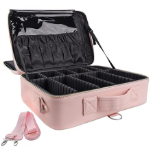 Makeup Bag Organizer 10.2'' Travel Makeup Train Case Cosmetic Brush Organizer Portable Artist Storage bag with Adjustable Dividers and shoulder strap