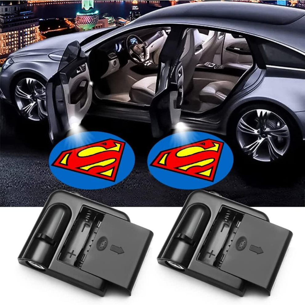 2pcs for Superman Car Door Lights Logo Projector Led Wireless Car Door Shadow Lights Welcome Courtesy Lights for All car Models