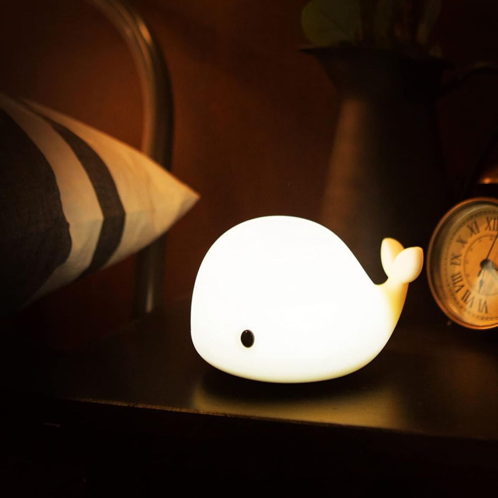 Cute Whale Night Light for Kids,Tap Control Nursery Squishy Lamp,USB Rechargeable,Birthday Gifts Baby,Girls,Boys,Toddler,Children