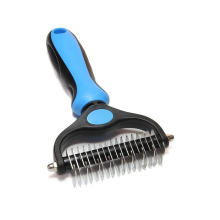 Pet Grooming Brush-Double Sided Shedding and Dematting Undercoat Rake Comb for Dogs and Cats, No More Nasty Shedding or Flying Hair (Blue), 1.0 Count