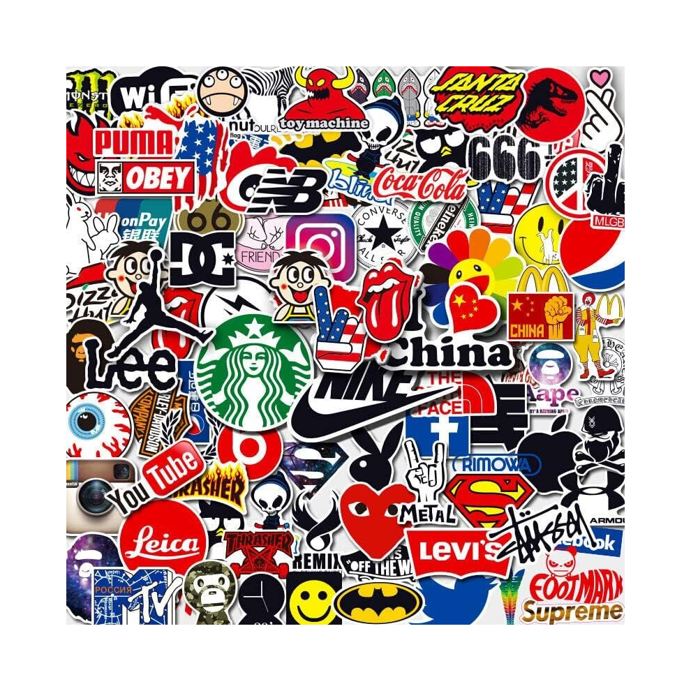 100 Cool Logo Stickers Waterproof Vinyl Stickers Suitable for Laptops,Tablets,Mobile Phones,Water Bottles,Water Bottles,Bicycles,Luggage Computers