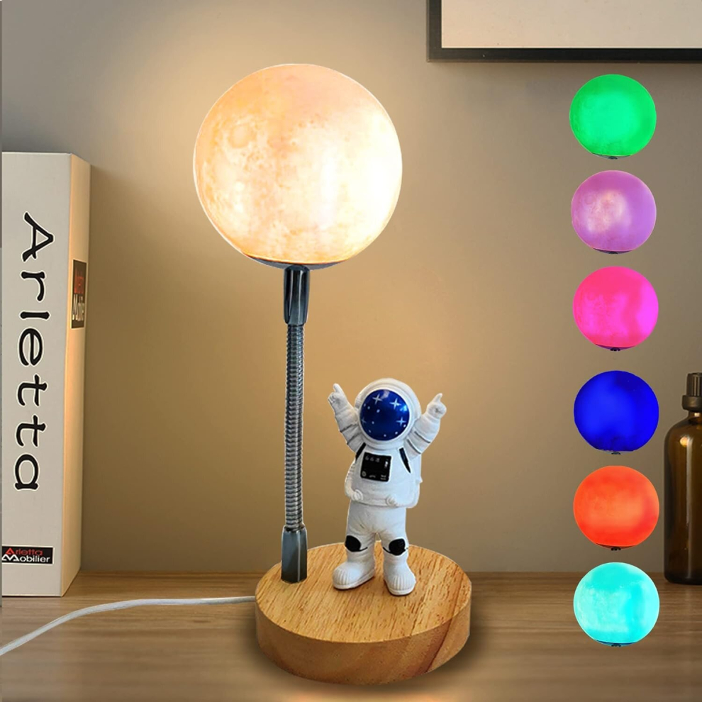 3D Moon Lamp Astronaut Desk Lamp Night Light for Kids, Spaceman Bedside Creative Decoration Lamps for Bedroom Gaming Room Idea Great Gift