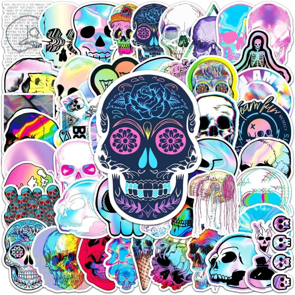 Tianci 50 "Terrible Cool Skull" Graffiti Vinyl Waterproof Stickers For Laptops, Mobile Phones, Skateboards, Luggage Cases, Water Bottles