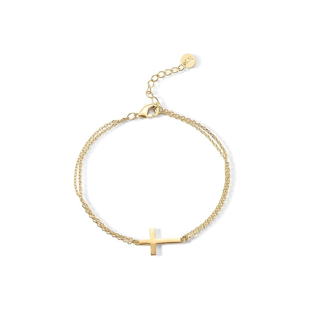 14K Gold Plated Cross Bracelet for Women Jewerly | Simple Gold Bracelet for Women | Confirmation Gift for Girls