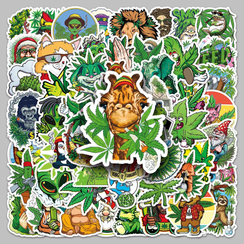 100pieces of "Creative Trend Green Style" graffiti vinyl waterproof stickers for laptops, mobile phones, skateboards, luggage, water bottles