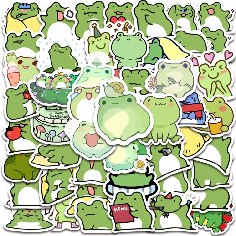 Tianci 50 Frog Stickers Cartoon Vinyl Waterproof Stickers Laptop, Guitar, Motorcycle, Bicycle, Skateboard, Luggage, Mobile Phone