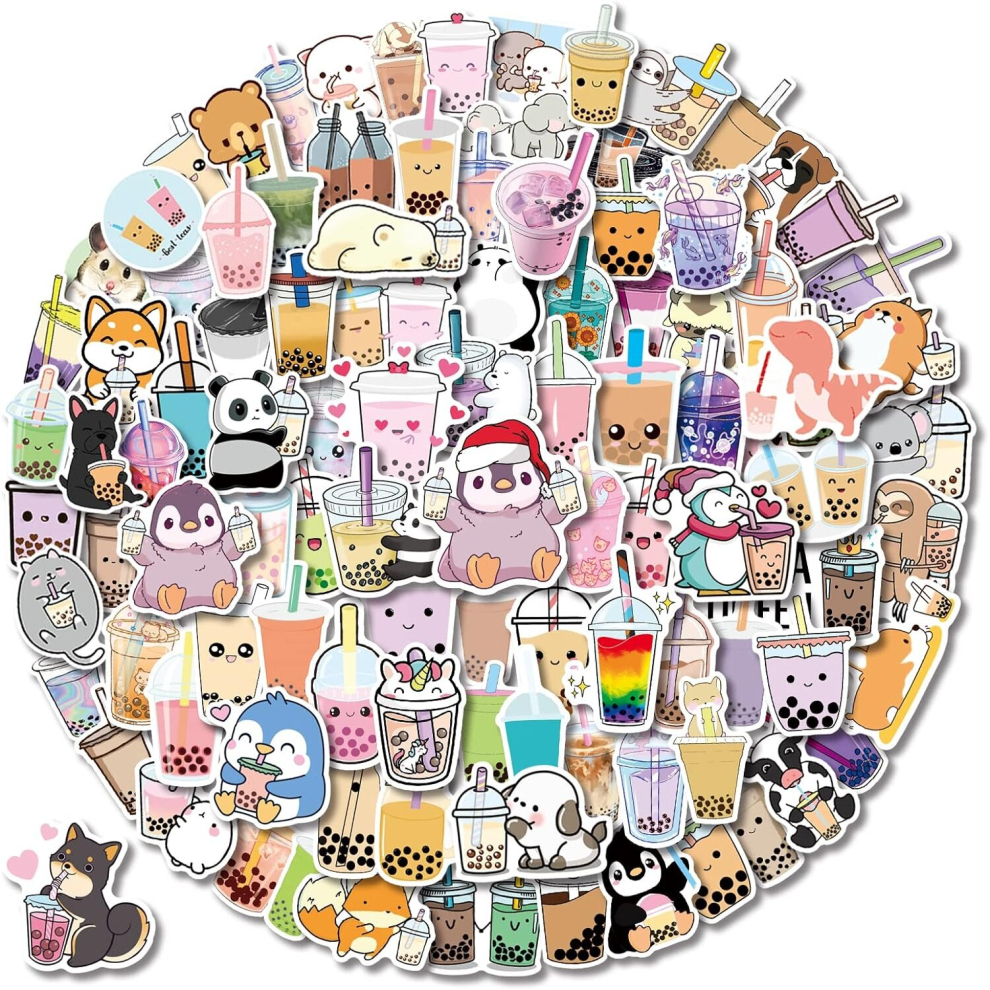 Tianci 100Pcs Kawaii Bubble Tea Stickers,Drink Stickers, Vinyl Cute Tea Stickers Gifts,Asthetic Stickers,Water Bottle Sticker Pack For Teens Girls Kids