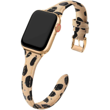 Compatible Apple Watch Band 38mm 40mm 42mm 44mm Women-(T-shaped leather yellow leopard print 42/44/45)