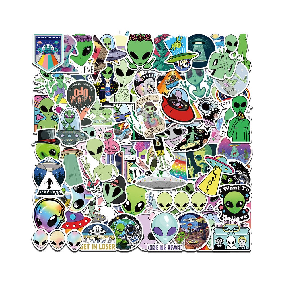 Tianci Aliens Stickers Pack For Water Bottles Laptop,100Pcs Vinyl Waterproof Aesthetic Space Ufo Decals For Scrapbook Computer Phone Guitar Luggage