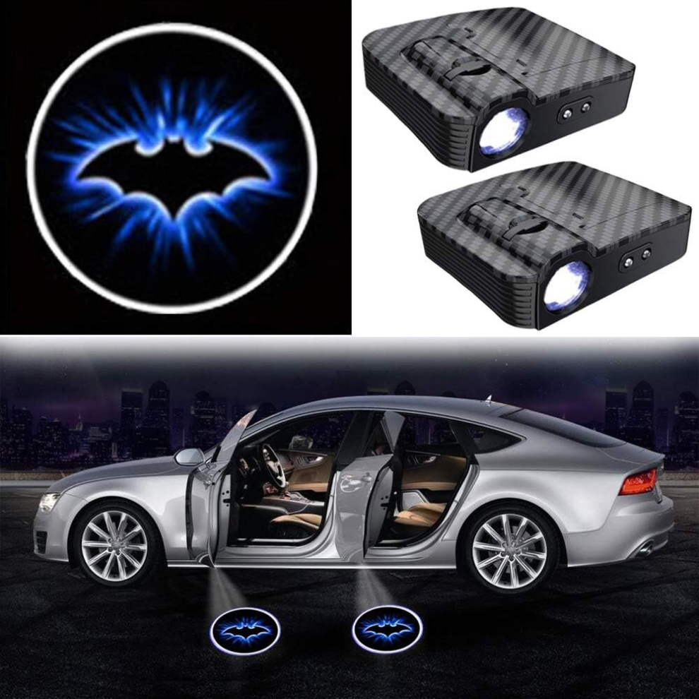 Upgrade Car Door Light LED Logo Projector Batman, Carbon Fiber Car Courtesy Light Welcome Door Shadow Ghost Light, 2PCS No Need Magnet Sensor