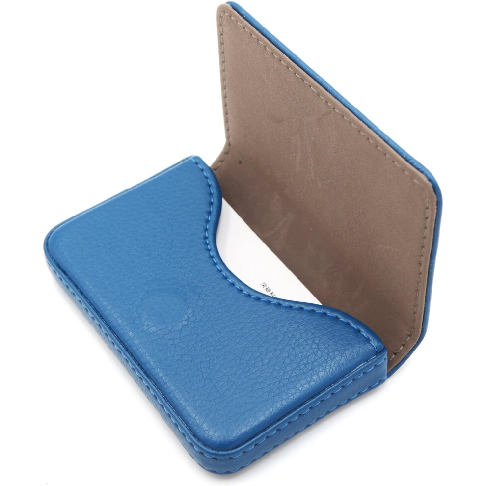 RFID Blocking Wallet - Minimalist Leather Business Credit Card Holder with Magnetic, Blue, Small