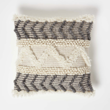 Lindi Handwoven Tufted Cream Kilim Cushion 45 x 45 cm
