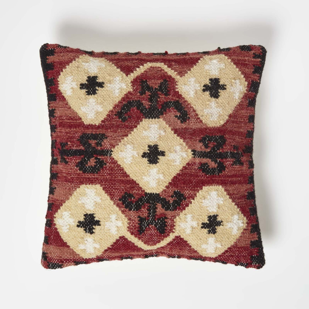Homescapes Tirana Handwoven Traditional Kilim Cushion 45 X 45 Cm Red