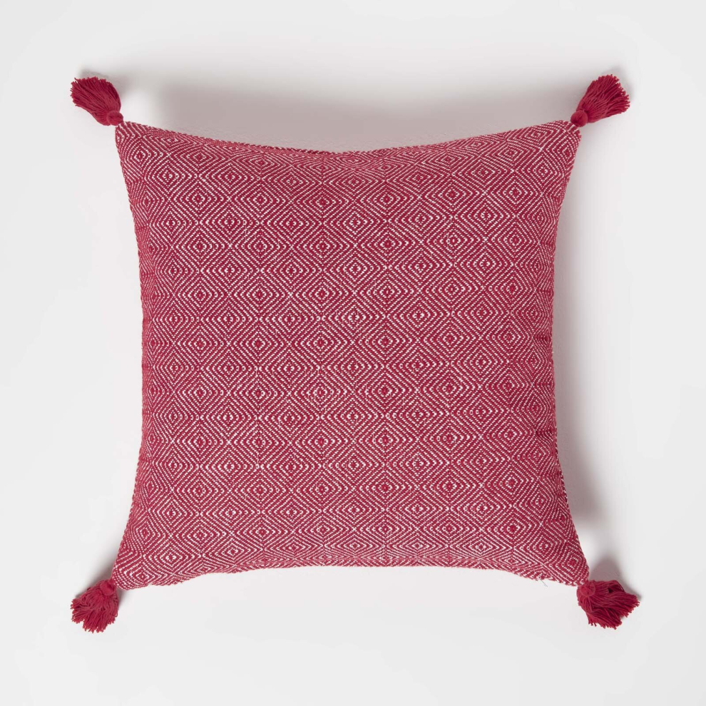 Homescapes Malda Handwoven Geometric Kilim Cushion 45 X 45 Cm Red