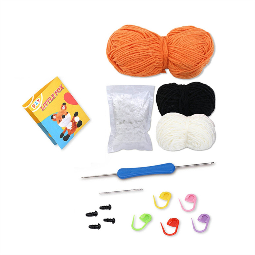 Complete Crochet Kits for Beginners,DIY Animal Cute Fox Crochet Kit with Knitting Markers Easy Yarn Ball,Instructions