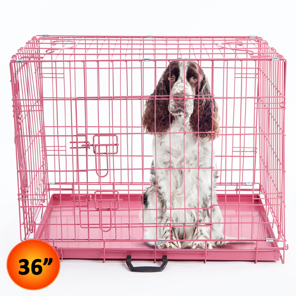 Dog Puppy Metal Training Cage in Pink 36in Easipet 21611 on OnBuy