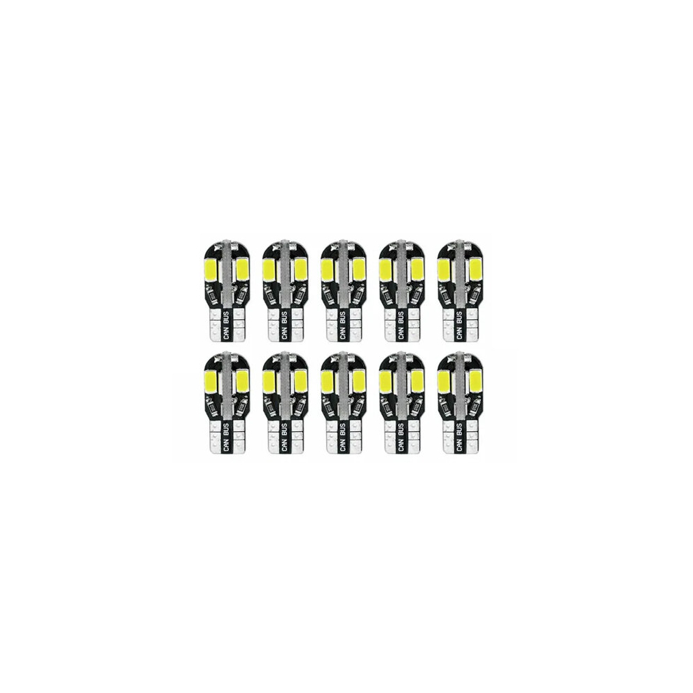 10 Pcs LED T10 194 168 W5W Canbus Side Marker Light Bulb