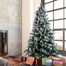 6ft Snow Flocked Christmas Tree 1.8m Artificial Holiday Christmas Pine