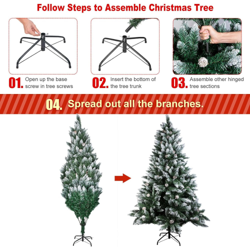 6ft Snow Flocked Christmas Tree 1.8m Artificial Holiday Christmas Pine 1