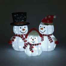 (Set of 3 Foldable Cloth Snowmen) Foldable Snowmen Christmas Decorations with Ice White LEDs Indoor/Outdoor Xmas