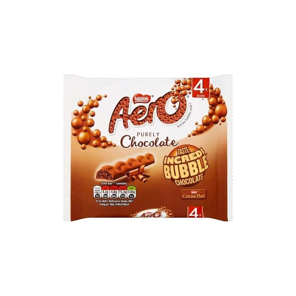 3 x Nestle Aero Purely Chocolate Bubble Bars, 27g (Pack of 4)