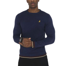 (Navy, S) BRAVE SOUL Mens Pullover Jumper Long Sleeve Crew Neck Sweater Plain Casual Top