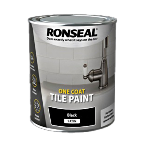 Ronseal One Coat Tile Paint Water Base, Black Satin 750ml on OnBuy