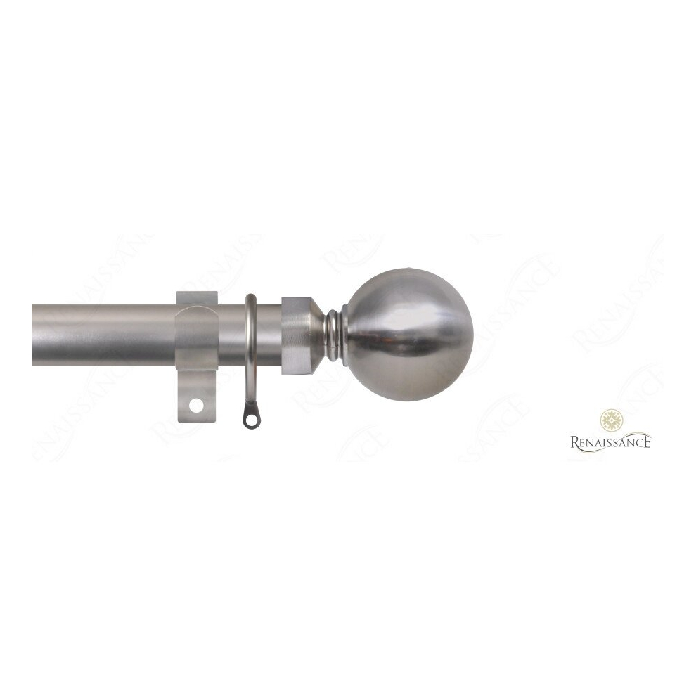 (Brushed Nickle, 120cm - 210cm) Extendable 25-28mm Plain Metal Ball Curtain Pole-image-OPC-PCNDWD8-NEW
