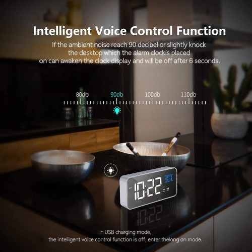 Digital Alarm Clock - Led Alarm Clock With Snooze Function - Usb Charging Ports (silver) 1