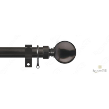 (Black Nickle, 120cm - 210cm) Extendable 25-28mm Plain Metal Ball Curtain Pole