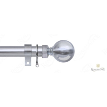 (Polished Chrome , 210cm- 400cm) Extendable 25-28mm Plain Metal Ball Curtain Pole