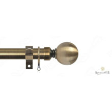 (Antique Brass, 120cm - 210cm) Extendable 25-28mm Plain Metal Ball Curtain Pole