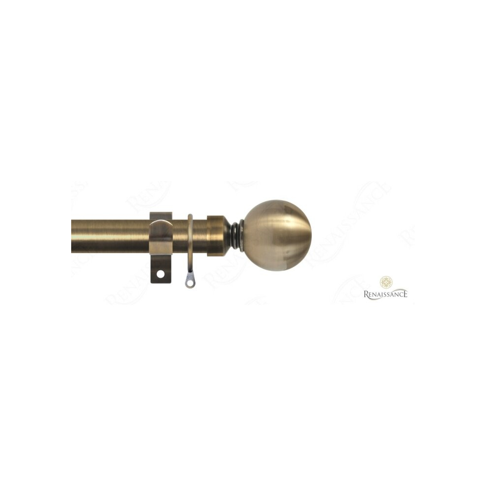 (Antique Brass, 120cm - 210cm) Extendable 25-28mm Plain Metal Ball Curtain Pole