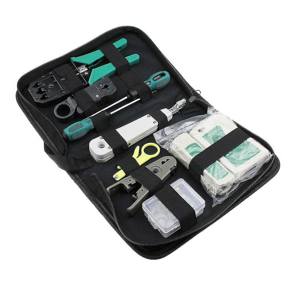 11Pcs/Set Rj45 Rj11 Rj12 Cat5 Cat5e Portable Lan Network Repair Tool Kit Utp Cable Tester And Crimping Pliers Crimper Plier Pc 9317312178091