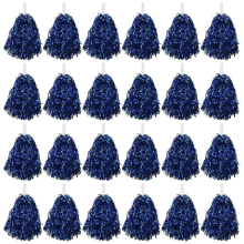 24pcs Cheerleading Poms Metallic Foil Cheer Poms With Plastic Handle For Adults Kids Cheerleaders Party Blue