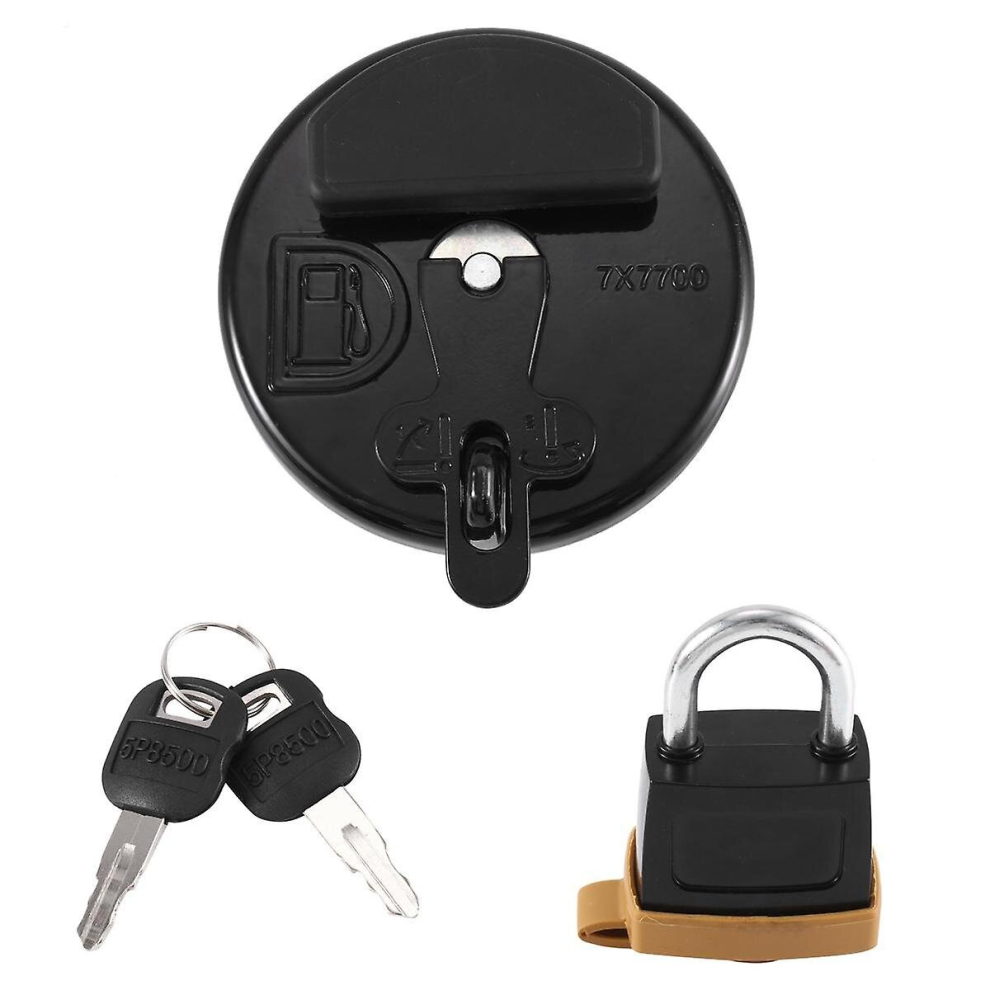 Locking Fuel Tank Cap With Padlock 7X7700 For Excavator D6r D5c 311D 312D 320D 321D 323D Black 9317312186300