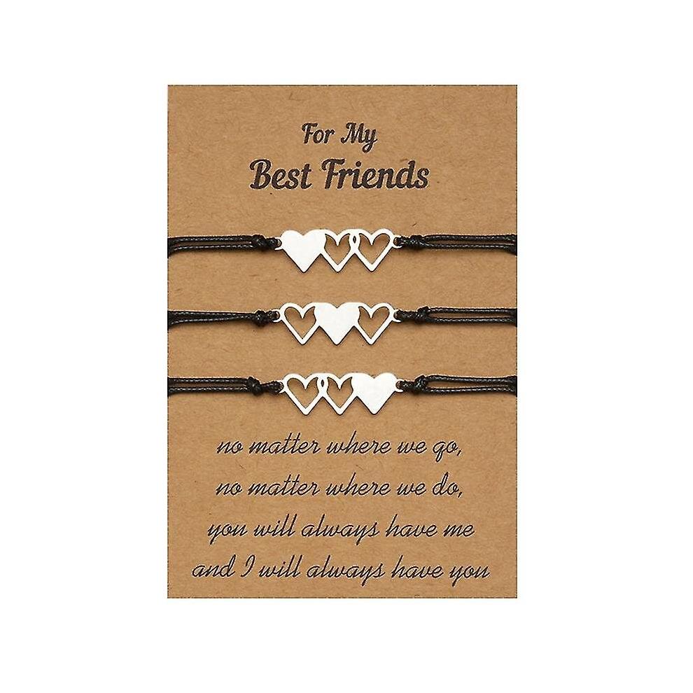 3pieces/set Sister Matching Bracelets With Card Promise Distance Bracelets Girls Friendship Birthday Gift Jewelry Bangle-image-OPC-PCNFK95-NEW
