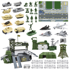 Army Men Playset Military Base Set with Military Vehicle Weapon Gear Accessories Vehicles Accessories and Play Map Great Army Toys