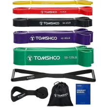 Tom Shoo 5 Packs Pull Up Assist Bands Set Resistance Loop Bands Powerlifting Exercise Stretch Bands With Door Anchor And Handles