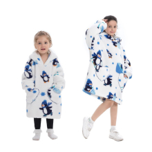 (Penguin) 2023 New Cartoon Children's Blanket Hoodie Warm and cosy Outdoor cold weather clothing Cotton robe