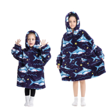 (Shark 2) 2023 New Cartoon Children's Blanket Hoodie Warm and cosy Outdoor cold weather clothing Cotton robe
