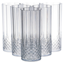 Set of 6 Crystal Effect Reusable Highball Soft Drink Iced Tea Drinking Glasses